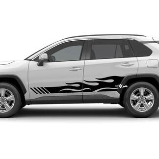 Side Racing Flame strepen grafische vinyl sticker grafische sticker geschikt voor Toyota RAV4
 1