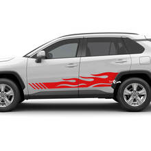 Side Racing Flame strepen grafische vinyl sticker grafische sticker geschikt voor Toyota RAV4
 2