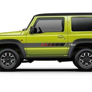 Suzuki JIMNY Side Zwart Grijs Rood Retro Strepen sticker sticker graphics
