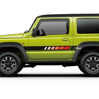 Suzuki JIMNY Side Zwart Wit Rood Retro Strepen sticker sticker graphics
