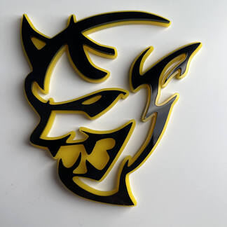 Aangepaste 3D Badge Demon Dodge Charger Challenger logo Fender Badges embleem geel versus zwart
