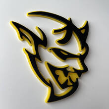 Aangepaste 3D Badge Demon Dodge Charger Challenger logo Fender Badges embleem geel versus zwart
 2