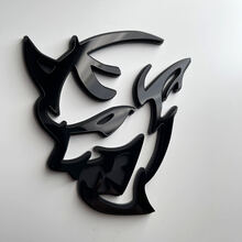 Aangepaste 3D Badge Demon Dodge Charger Challenger logo Fender Badges embleem zwart versus zwart
 3