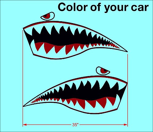 Paar Warhawk Sticker Decal Vinyl Flying Tiger Shark Teeth Jet Bite War Hawk