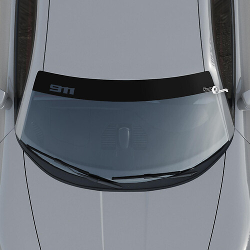 Porsche 911 Logo voorruit met achtergrondstrepen Kit stickersticker
