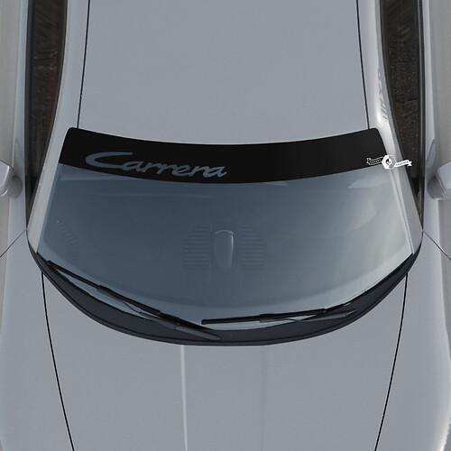 Porsche Carrera Logo Voorruit met Achtergrondstrepen Kit Sticker
