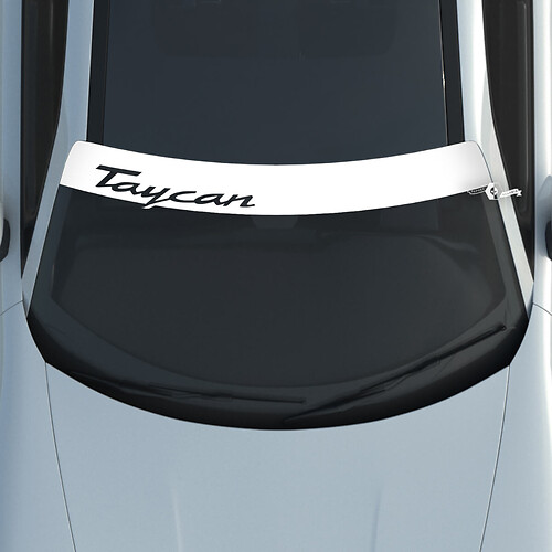 Porsche Taycan Logo Voorruit met Achtergrondstrepen Kit Decal Sticker

