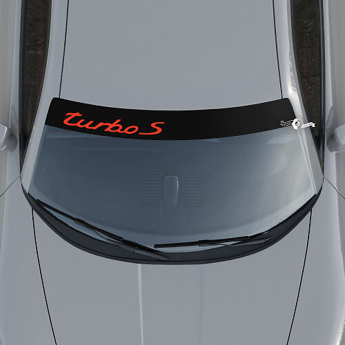 Porsche Turbo S-logo voorruit met achtergrondstrepen Kit stickersticker 2
