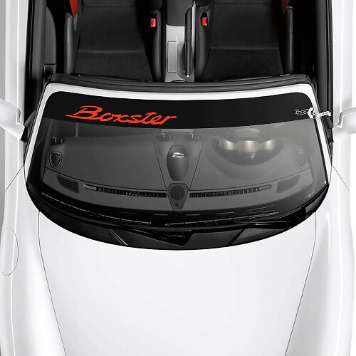 Porsche Boxster Logo Voorruit met Achtergrond Strepen Kit Decal Sticker

