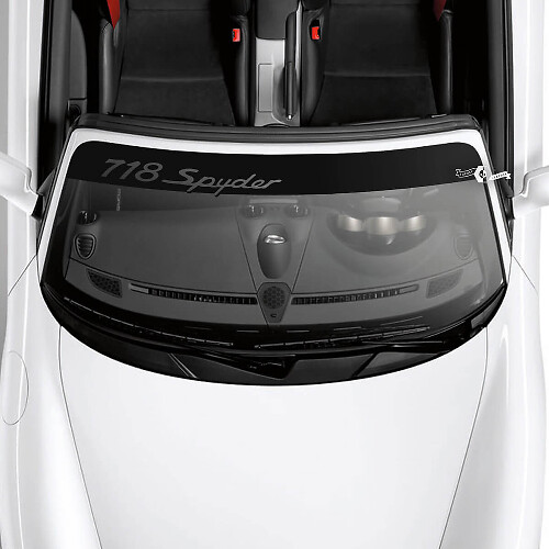 Porsche 718 Spyder Logo voorruit met achtergrondstrepen Kit stickersticker
