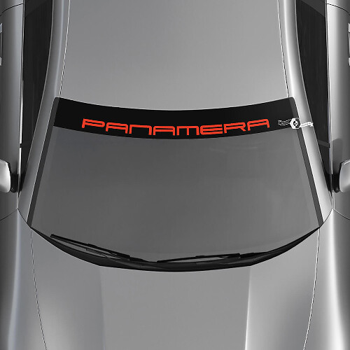 Porsche Panamera Logo voorruit met achtergrondstrepen Kit stickersticker

