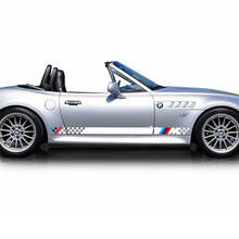 Paar BMW Z3 M strepen geblokte vlag zijdeuren vinyl sticker
 2