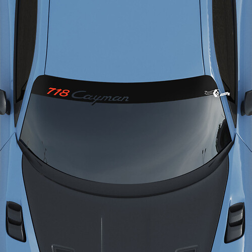 Porsche Turbo GT-logo voorruit met achtergrondstrepen Kit stickersticker
