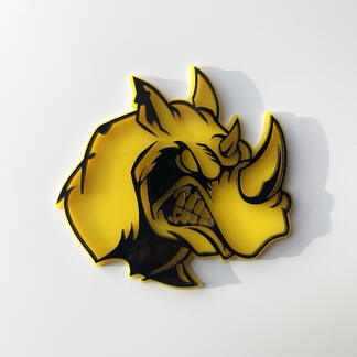 Aangepaste 3D Badge Rhino Angry logo Fender Badges embleem
