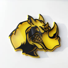 Aangepaste 3D Badge Rhino Angry logo Fender Badges embleem
 2