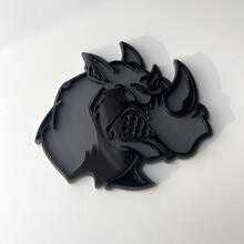 Aangepaste 3D-badge Rhino Angry zwart en grijs logo Fender badges embleem
 2