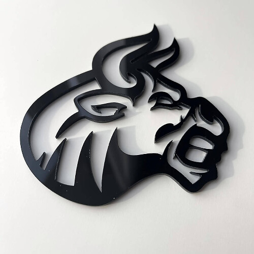 Glanzend Zwarte Boze Stier 3D Spatschermbadge Embleem
