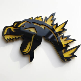 Aangepaste 3D Badge Godzilla Angry logo Fender Badges embleem
