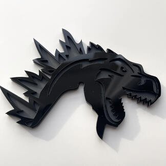 Aangepaste 3D-badge Godzilla Angry-logo Fender-badges embleem grijs en zwart
 1