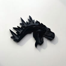 Aangepaste 3D-badge Godzilla Angry-logo Fender-badges embleem grijs en zwart
 3