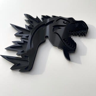 Aangepaste 3D-badge Godzilla Angry-logo Fender-badges embleem grijs en zwart
