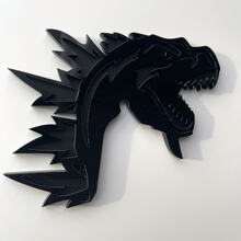 Aangepaste 3D-badge Godzilla Angry-logo Fender-badges embleem grijs en zwart
 2