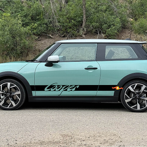Paar Mini Cooper strepen grafische deuren zijsticker
