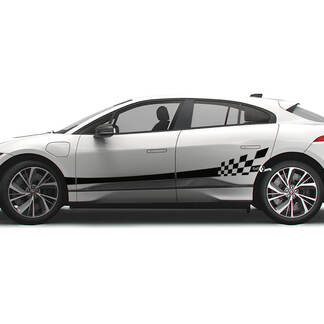 Jaguar I Pace Side Checkered Stripe Graphics Deursticker Logo Lijnensticker
