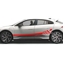 Vlagzijde Geruite Grafische Deur Decal Strip Sticker Voor Jaguar I Pace 2