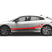 Jaguar I Pace Side Checkered Stripe Graphics Deursticker Logo Lijnensticker
 2