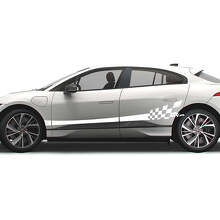 Vlagzijde Geruite Grafische Deur Decal Strip Sticker Voor Jaguar I Pace 3