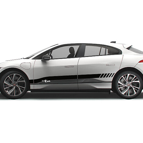 Jaguar I Pace Side Checkered Stripe Graphics Deursticker Logo Lijnensticker 2
