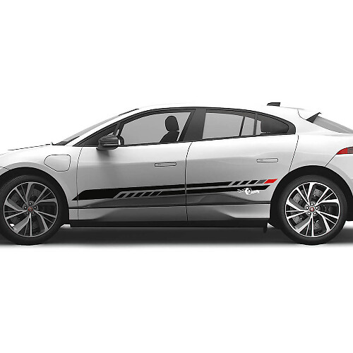 Jaguar I Pace Side 2 kleuren moderne strepen Grafische deuren sticker Logo lijnen sticker
