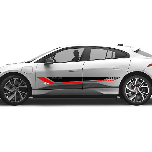 Jaguar I-Pace Zijstrepen met Dubbele Kleur Grafische Deuren sticker met Logo Lijnen
