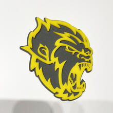 Angry Yeti Sasquatch Bigfoot 3D-badge glanzend geel versus grijs spatbordbadges embleem
 3