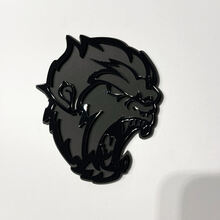 Angry Yeti Sasquatch Bigfoot 3D-badge glanzend zwart versus matzwart spatbordbadges embleem
 2