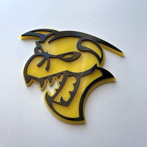 Hellcat Demon 3D Badge Zwart vs Geel Spatbordembleem
