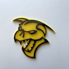 Hellcat Demon 3D Badge Zwart vs Geel Spatbordembleem
 2