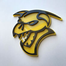 Hellcat Demon 3D Badge Zwart vs Geel Spatbordembleem
 4