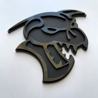 Hellcat Demon 3D Badge Zwart versus Zwart Fender Badges-embleem
