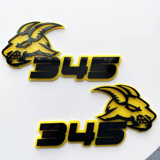 Geit 345 HEMI 3D-badge zwart versus geel spatbordbadges embleem
 1