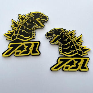 Godzilla 7.3L MEGAZILLA Ford Performance 7.3L 3D-badge geel versus zwart spatbordbadges embleem
