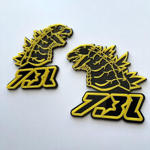 Godzilla 7.3L MEGAZILLA Musclecar Performance 7.3L 3D-badge geel versus zwart spatbordbadges embleem
 2