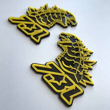 Godzilla 7.3L MEGAZILLA Musclecar Performance 7.3L 3D-badge geel versus zwart spatbordbadges embleem
 4