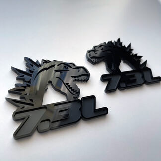 Godzilla 7.3L MEGAZILLA Ford Performance 7.3L 3D-badge zwart versus grijs spatbordbadges embleem
