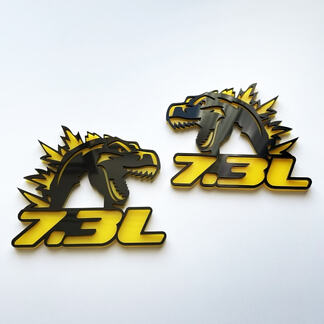 Godzilla 7.3L MEGAZILLA Ford Performance 7.3L 3D-badge zwart versus geel spatbordbadges embleem
