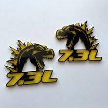 Godzilla 7.3L MEGAZILLA Ford Performance 7.3L 3D-badge zwart versus geel spatbordbadges embleem
 2