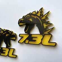 Godzilla 7.3L MEGAZILLA Musclecar Performance 7.3L 3D-badge zwart versus geel spatbordbadges embleem
 4
