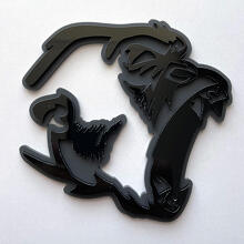 Gorilla Angry 3D Badge Zwart vs Grijs Fender Badges-embleem
 3
