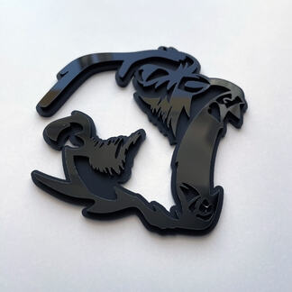 Gorilla Angry 3D Badge Zwart versus Zwart Fender Badges-embleem
